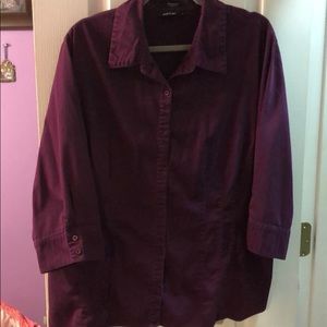 Plum quarter sleeve button up